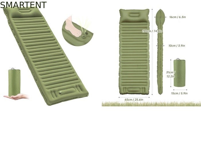 Bomba de pé de acampamento inflável exterior portátil 40D da cama de ar TPU de nylon Nap Pad fornecedor
