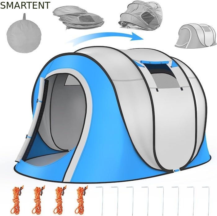 102*75*39 polegadas Single Layer Silver Backing Polyester 210T Waterproof Pop Up Camping Tent para 2-4Person com janelas de malha fornecedor
