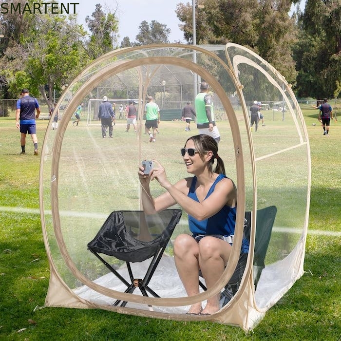 50*50*62'inch exterior PVC transparente impermeável de fibra de vidro estrutura única de camada Pop Up tenda esportiva com proteção UV fornecedor