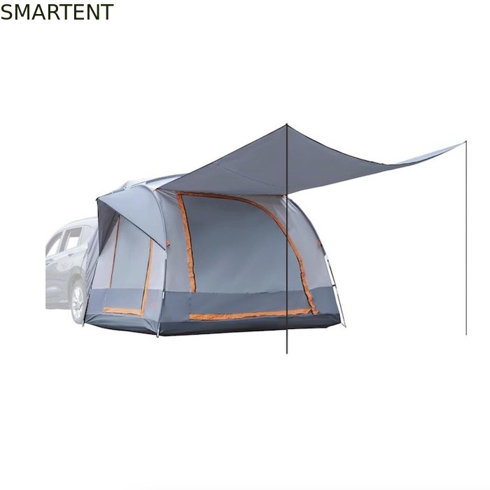 Tenda de acampamento SUV 210D revestida de poliéster cinza para 6 pessoas com janelas de malha e proteção UV fornecedor