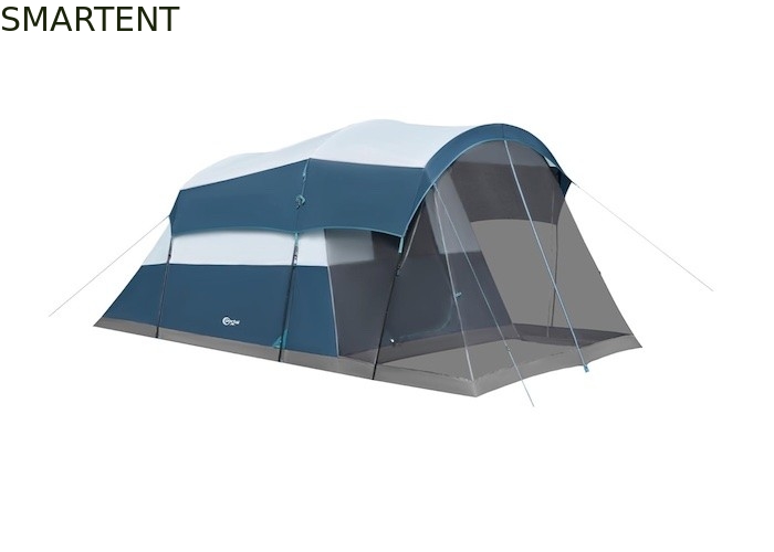 6.1*2.44*1.93M Área exterior de dupla cor azul-cinza impermeável revestido de poliéster grande tenda de acampamento familiar adequado para 6-8 pessoas fornecedor