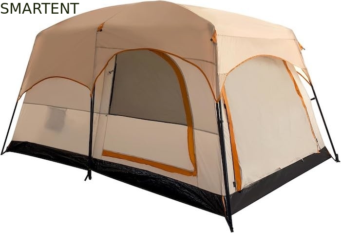 Barraca de acampamento para 4 pessoas, 3,3 * 2,1 * 1,85 m, para todos os climas, cáqui, à prova d'água, revestida em poliéster, design para 2 casas, barraca de acampamento fornecedor