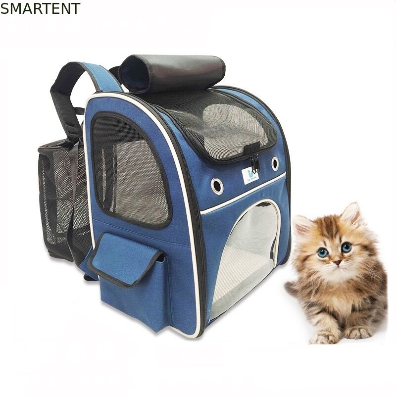 Washable Blue Polyester Oxford Expandable Pet Rucksack Travel Bag Durable Non Toxic Ideal For Indoor Outdoor Pet Owners Needing Safe And Easy To Clean Travel Gear fornecedor